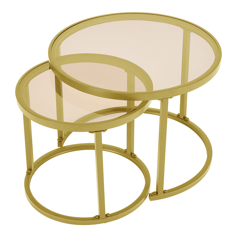 Livingandhome Tea-Coloured Glass Coffee Table