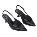 Slingback Pointed Closed Toe Heels Slingback Loafers - Black