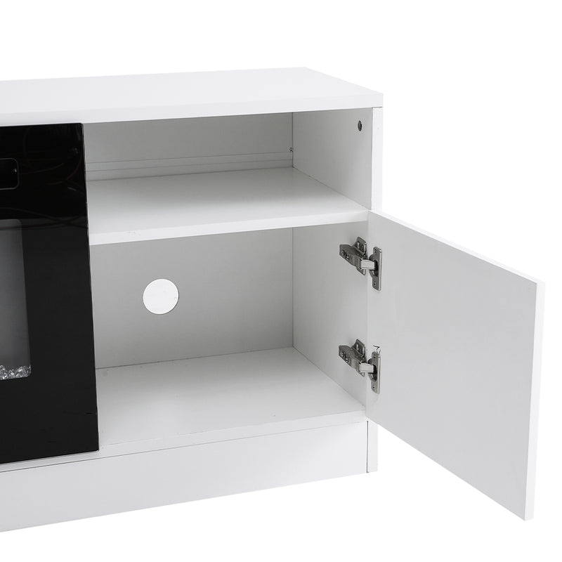 Recessed Electric Fireplace TV Stand with Closed Storage