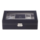 Sheonly 8-Slot Black PU Leather Watch Display Box with Ring Slots