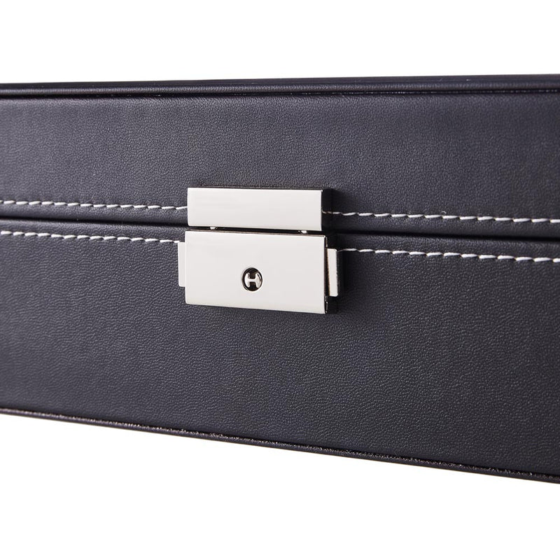 Sheonly 8-Slot Black PU Leather Watch Display Box with Ring Slots