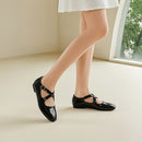 Casual Closed Toe Loafers Cross-Strap Mary Jane Shoes With Low Heel