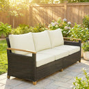 Outsunny Rattan Garden Sofa With Cushioned Wide Seats Brown