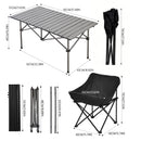 Breeins 95cm or 120cm Portable Folding Camping Table with 4 or 6 Chairs