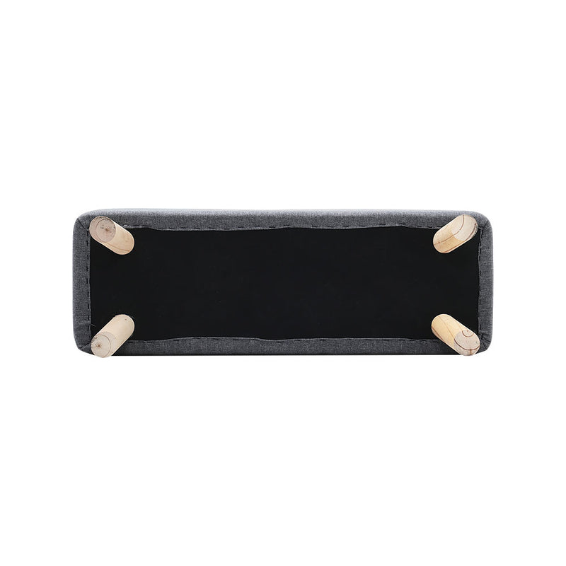 Livingandhome Rectangular Linen Ottoman with Wooden Legs