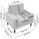 Livingandhome Beige Linen Mid-Century Armchair