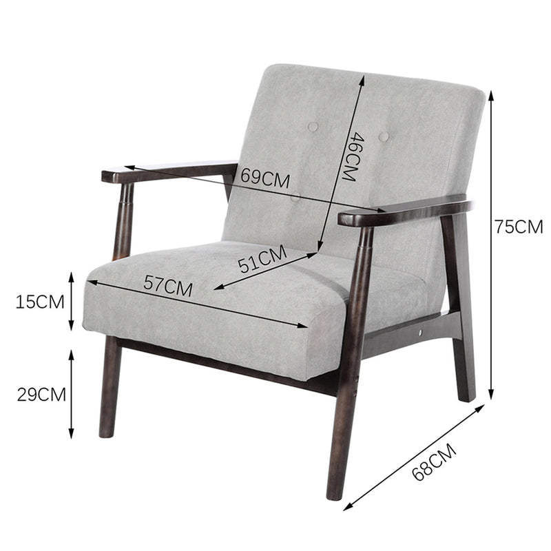 Livingandhome Solid Wooden Frame Upholstered Tufted Armchair