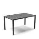 Breeins 150cm Wood Effect Garden Dining Table with Parasol Hole Grey