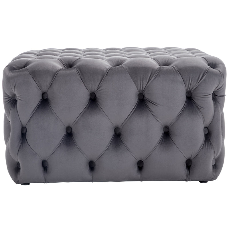Livingandhome Vintage Square Velvet Buttoned Footrest
