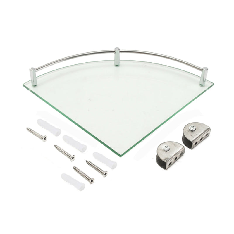 Lifeideas 1 Tier Bathroom Glass Corner Shelf Wall Mounted