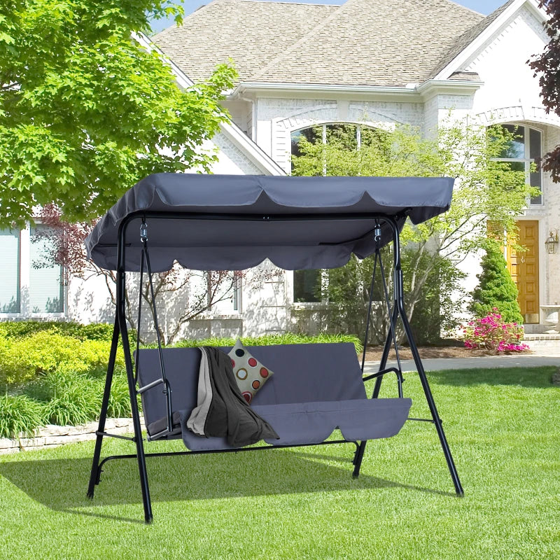 Outsunny  Metal Swing Chair 3-Seater - Grey