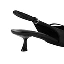 Slingback Pointed Closed Toe Kitten Heels - Black