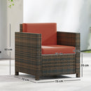 Outsunny Rattan Garden Armchair, Cushioned Single Rattan Chair, Brown/Orange