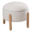 Livingandhome Upholstered Round Storage Ottoman Foot Rest
