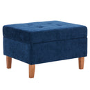 Livingandhome Chenille Storage Bench with Rubberwood Legs