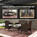Outsunny 4 Piece Rattan Garden Furniture Sofa Set with Cushions, Brown