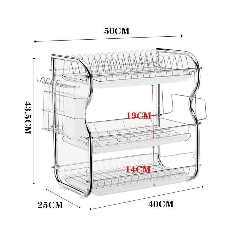 Livingandhome 3-Tier Dish Drainer Rack