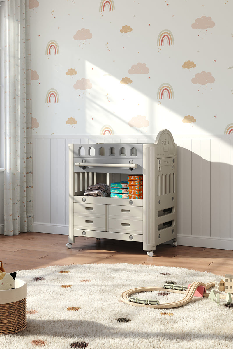 Kidkid Mobile Baby Changing Table with 4 Drawers and Storage Shelf