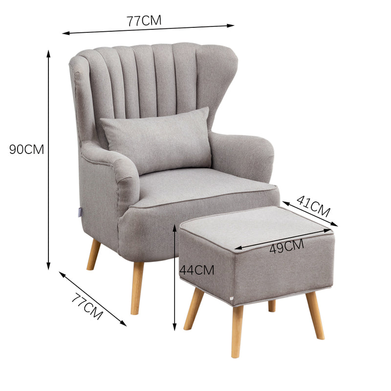 Livingandhome Stylish Wingback Lounge Chair and Footstool