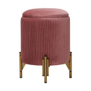 Livingandhome Modern Pleated Storage Ottoman with Metal Base