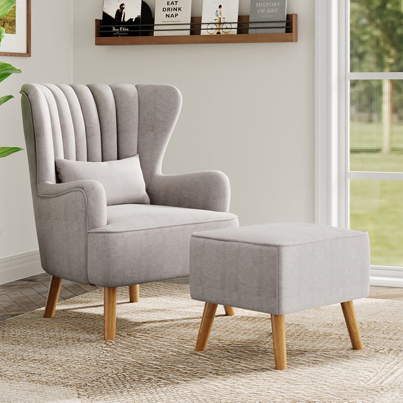 Livingandhome Stylish Wingback Lounge Chair and Footstool