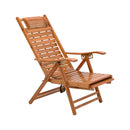 Livingandhome Bamboo Foldable Recliner Lounge Chair With Retractable Footrest