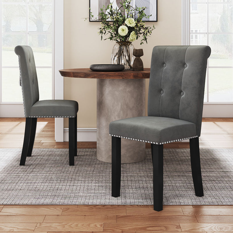 Livingandhome Tufted Velvet Dining Chair with Nailhead Trim