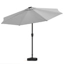 Large Solar Powered LED Patio Parasol Umbrella For Outdoor Garden Patio With Base Grey