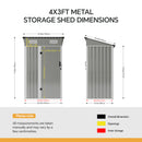 Breeins 4 x 3ft/5 x 3ft Metal Garden Storage Shed with Lockable Door