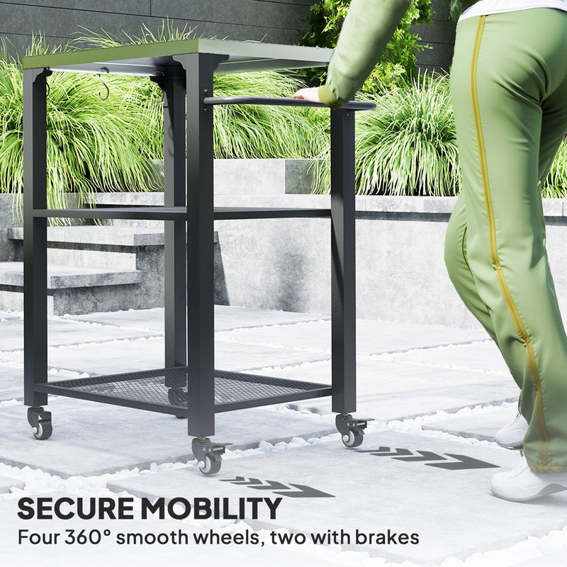 Outsunny 3-Shelf Outdoor Grill Cart, Outdoor Kitchen w/ Stainless Steel Top