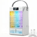 HOMCOM 4-in-1 Mini Air Cooler With RGB 7 LED Light, Cooling Fan, White