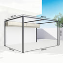 Outsunny Metal Pergola Gazebo Patio Sunshelter Retractable Canopy Cream