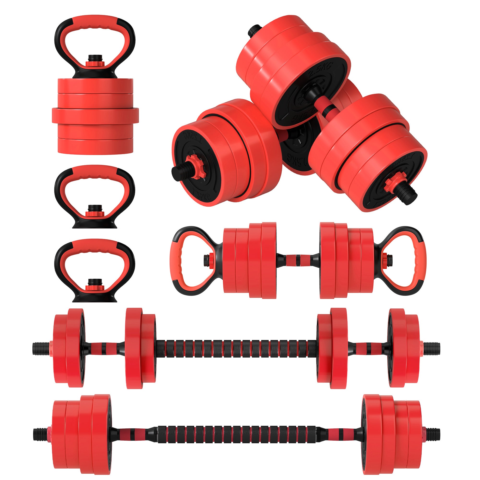 SPORTNOW Weight Dumbbells Set, Barbell, Kettlebell, Push Up Stand, 30k