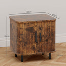 HOMCOM Nightstand with Sliding Doors and Metal Legs for Bedroom