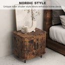 HOMCOM Nightstand with Sliding Doors and Metal Legs for Bedroom