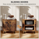 HOMCOM Nightstand with Sliding Doors and Metal Legs for Bedroom