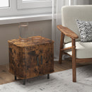 HOMCOM Nightstand with Sliding Doors and Metal Legs for Bedroom