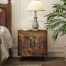 HOMCOM Nightstand with Sliding Doors and Metal Legs for Bedroom