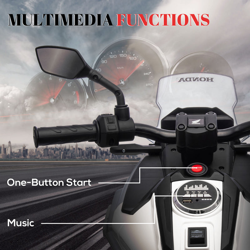 AIYAPLAY Honda Licensed 12V Kids Electric Motorbike W/ Music Headlights