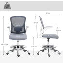 HOMCOM Ergonomic Tall Office Chair, 360 Degree Swivel Task Stool