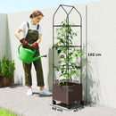 Outsunny Raised Garden Bed Tomato Cage with Trellis, Drainage Holes, Brown