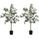 HOMCOM 2 Pack Artificial Plants, Faux Silk Eucalyptus Trees, 120cm