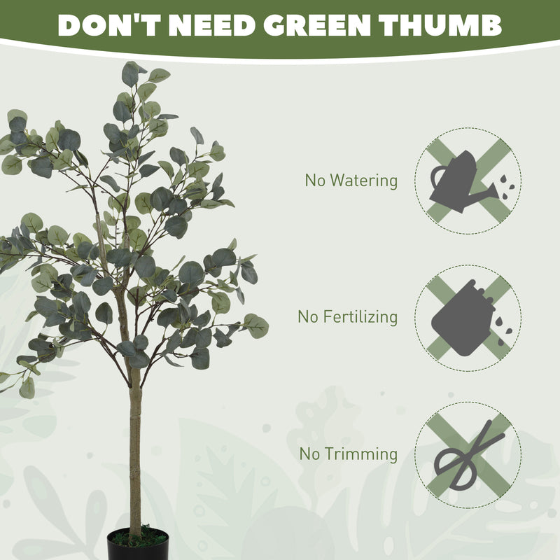 HOMCOM 2 Pack Artificial Plants, Faux Silk Eucalyptus Trees, 120cm