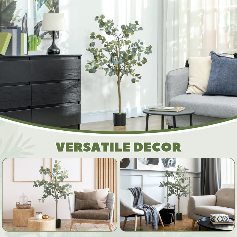 HOMCOM 2 Pack Artificial Plants, Faux Silk Eucalyptus Trees, 120cm