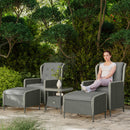 Outsunny Rattan Garden Furniture Set with Footstools Armchairs Charcoal Grey