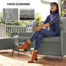 Outsunny Rattan Garden Furniture Set with Footstools Armchairs Charcoal Grey