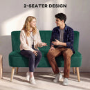 HOMCOM 46" Loveseat Sofa 2 Seater Sofa with Padded Seat, Dark Green