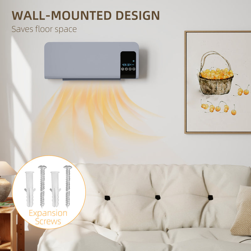 HOMCOM 2000W Wall Mounted Ceramic Heater with Remote Control for Home, Grey