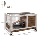 PawHut Wood Indoor Rabbit Hutch Elevated 2-Floor Guineas Pigs Cage w/ Wheels