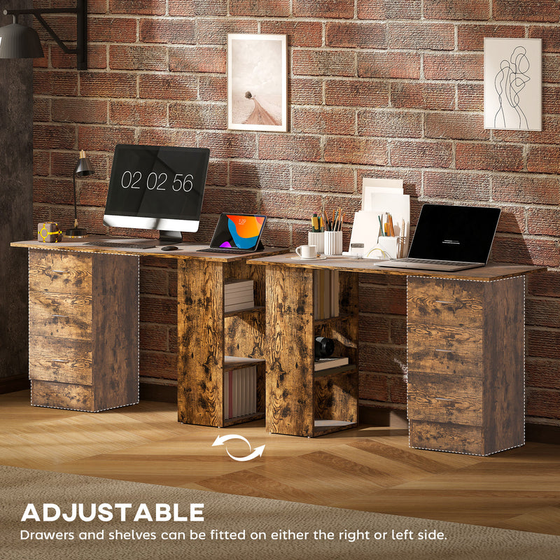 HOMCOM 120cm Computer Desk, Study Table with 3 Shelf & Drawers